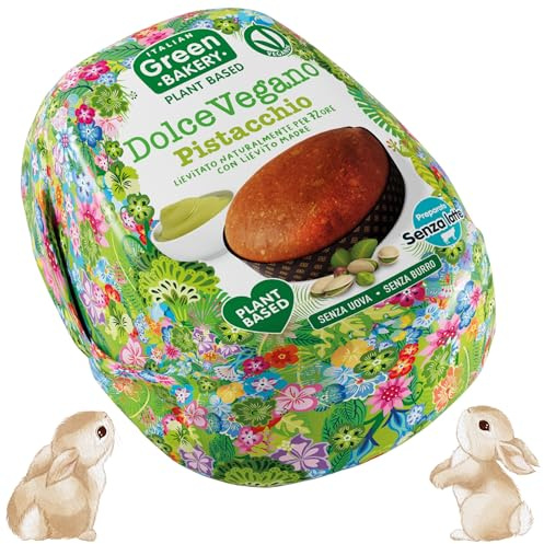 Dolce di Pasqua Vegano al Pistacchio Senza Lattosio, 650 gr - Senza Burro e Uova, Dolce Vegan on Crema al Pistacchio, Impasto con Lievito Madre, Made in Italy - Italian Green Bakery