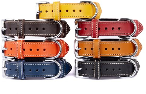 TORRUNA Weiches Leder Hundehalsband, Langlebiges und Robustes Halsband für Kleine, Mittelgroße und Große Hunde
