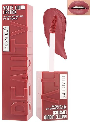Matte Liquid Lipstick for Women,1Pcs Highly Pigmented Color Lip Stain Tint,Super Velvet Matte Lip Gloss, Up to 16H Wear,Long Lasting Waterproof Smudgeproof,Non Sticky Lip Gloss Makeup-03# Pink Neutral
