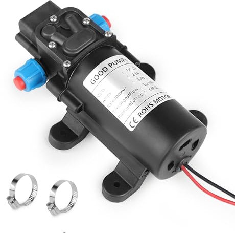 SWAWIS Pompe a Eau Auto-amorçante Pompe a Eau 12V Camping Car 3L/Min 65PSI 4,5Bar Pompe Haute Pression Pompe à Eau avec Pressostat pour Caravan Boat Jardin Nettoyage Lavage Arrosage