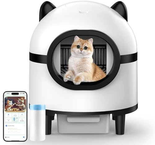 EUARY Selbstreinigende Katzentoilette, Automatisches Katzenklo, Elektrisches Katzentoilette für Katzen mit 1-10.98kg, Weiß, Groß, Für Katzenbesitzer, Technikaffine, Busy People