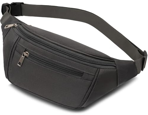 Bauchtasche Gürteltasche Hüfttasche Sport für Damen Herren Wasserdicht Bauchtasche Doggy Bag Outdoor Groß Handytasche Umhängetasche Camping Wandern Fitness Fahrrad Running (Dunkelgrau)
