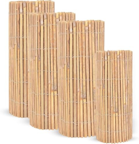 LOIBUYZ Natural Bamboo Garden Fence Covering, Outdoor Privacy Slat Screening, Fence Panels Wind & Sun Protection, (2m x 3m)