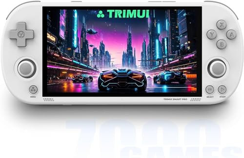 TRIMUI Smart Pro - Consola de juegos portátil retro de 64 G con más de 12000 juegos, sistema Linux de 4,96 pulgadas, retro, arcade A133P, procesador portátil, emulador de vídeo, para niños y adultos