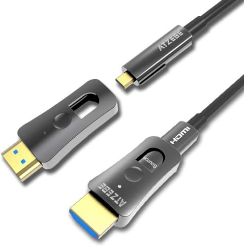 ATZEBE 50M HDMI Cable, 4K@60Hz HDR, 18Gbps, 24K Gold Plated, 3D, ARC, CEC, HDCP 2.2, Dual Standard & Micro HDMI Connectors, 18-Month Warranty