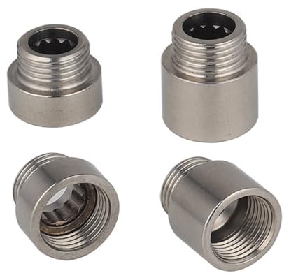 4 extensiones de grifo, extensión G1/2, accesorio de rosca G1/2 de acero inoxidable, no se oxida fácilmente, G1/2 x 1 cm/2,5 cm, alarga 1 cm/2,5 cm, para grifos de esquina y cabezales de ducha