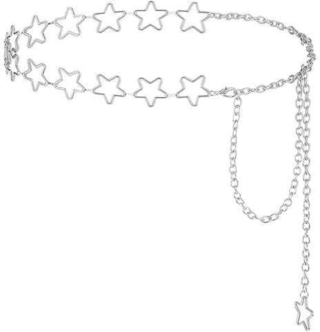 Damen Kettengürtel Taillenkette, Damen Gürtel, Verstellbarer Gürtel für Kleid, Mode Western Cowgirl Gürtel, Silber Metall Taillengürtel,Taillenkette Für Jeans Kleider, Kleid Hemden Mantel