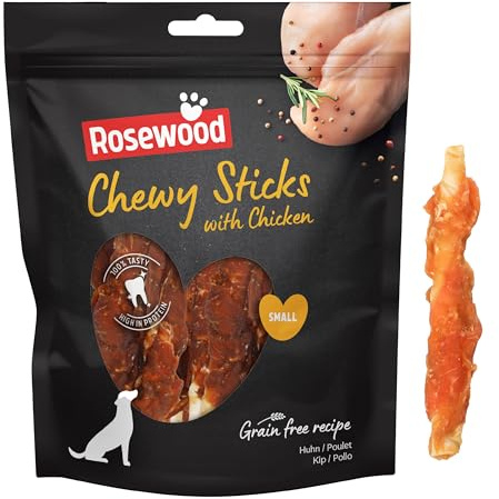 Rosewood Small Chicken Chewy Sticks for Dogs – Real Meat Treats, Grain-Free, High Protein, Supports Dental Hygiene, No Added Sugar, Low Fat (320g Value Pack)