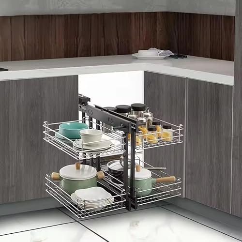 Eck-Küchenschrank-Organizer mit 4 Ablagen, abnehmbar und verstellbar, für 800 / 900 mm Schränke, platzsparende Lösung mit optionalen Farben