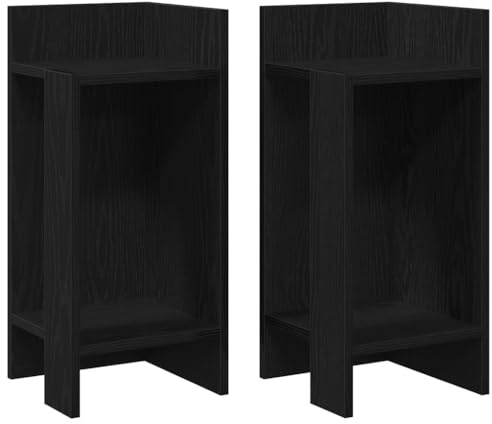 vidaXL Beistelltische 2 STK. mit Ablage Schwarz 25,5x27x60 cm, Akzenttisch, Lampentisch, Kleiner Tisch, Sofatisch, Wohnzimmertisch, Ecktisch