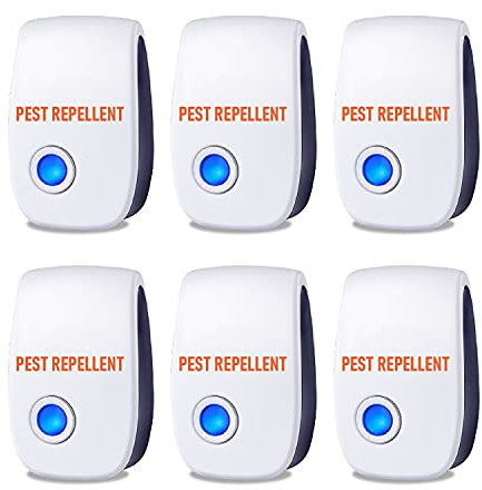 Lot de 6 répulsifs antiparasitaires à ultrasons à brancher - Répulsif anti-araignées - Répulsif anti-rongeurs d'intérieur à ultrasons - Répulsif anti-insectes à brancher - Répulsif anti-moustiques