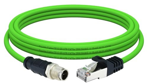 Lonlonty M12 X-Coded 8 Pin to RJ45 Cable Cat6A Industrial Ethernet Shielded Cable 6.6ft for Industrial Ethernet Network Cognex and Automation Application SFTP 26AWG