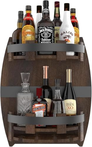 WYJREES Whiskey-Fassregal, Vintage-Weinregal zur Wandmontage, für Küche, Aufbewahrung, handgefertigt, Likör-Barregal, Weinregal, Bourbon-Whiskey-Fass-Regal, Heimdekoration