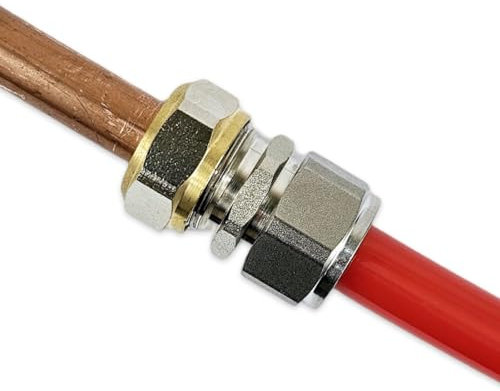 Adapter Reducer for Water Underfloor Heating Evoh Pipe and Multilayer Pert-Al Pert and Pex Pipe, Reducing Coupling Plastic to Copper Pipe (12x1.6mm Evoh x 15mm Copper)