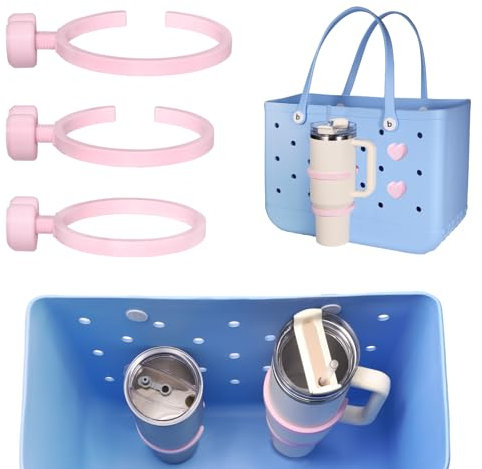 OFBIC Bogg Bag Cup Holder for Stanley/Owala/Yeti, 3-in-1 Large Drink Holder, Fits 30–40 oz Cups, Cup Holder Accessories Compatible with All Bogg Bags, Pink