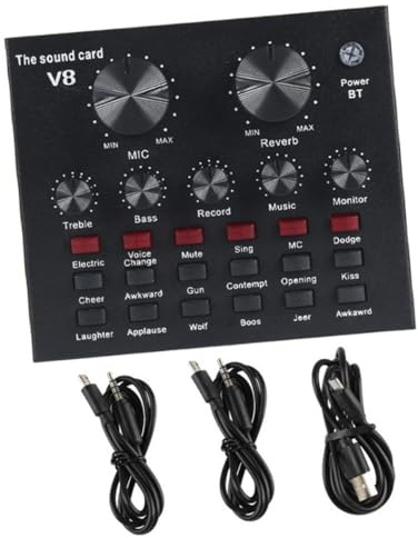 Podcast Soundboard 800 Metall Soundmischpult mit Rauschunterdrückung | USB Externe Computer Soundkarte, Schwarzes Set mit Mikrofon, Lautstärke Regelbar, für Musikaufnahme und Livebetrieb