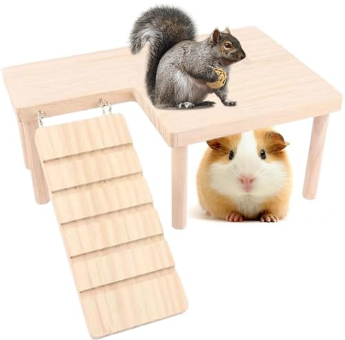 SZSMW HamsterkäFig ZubehöR - Hamster Etage - NatüRliche Hamster Stehplattform ， Kaninchen, Meerschweinchen und Gutes Spielzeug, die Bewegung FöRdern KöNnen (28 * 17 * 13,5 cm)