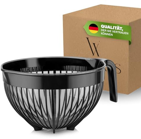 Viwares Reis Waschschüssel mit Sieb – Stabile Schüssel mit Griff, Sieb zum Waschen von Reis, Gemüse & Obst – BPA-frei, Spülmaschinenfest, Perfekt für Küche & Haushalt, Anthrazit
