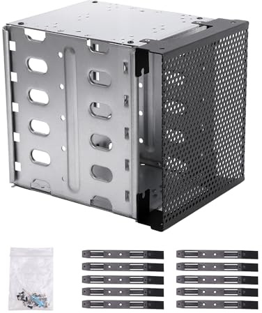Ragyzity Festplattenkäfig aus Edelstahl, 13,3 cm bis 5 x 3,5 Zoll (13,3 cm) auf 5 x 3,5 Zoll (13,3 cm) für Computer, Festplattenablage mit Lüfterraum, verzinkter Stahlplatte, HDD-Käfig-Rack,