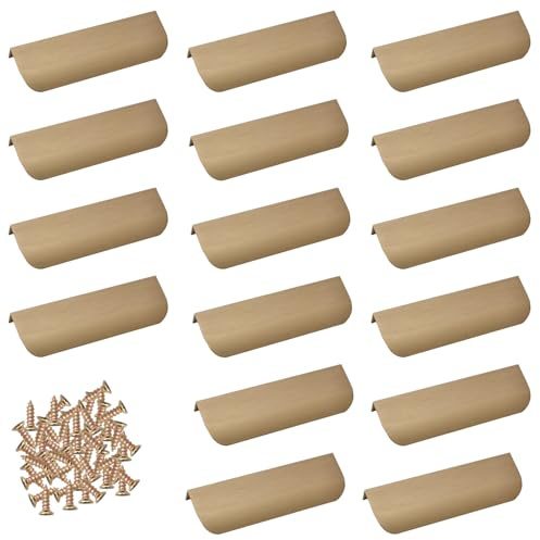 MOROBOR Fingerkantengriff, 16 Stück verdeckte Griffe mit abgerundeten Kanten, Schubladengriffe aus Aluminiumlegierung, unsichtbare Griffe für Kleiderschrank, Schränke und Schubladen, 120 mm/Bronze