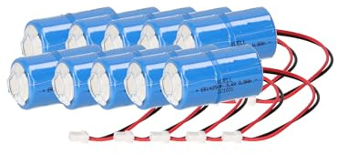 Lithium Batterie 1/2 AA ER14250M 3,6V mit Kabel und Stecker, kompatibel zu Dom Protector Schließzylinder 298384, 10 Stück, Einwegbatterie