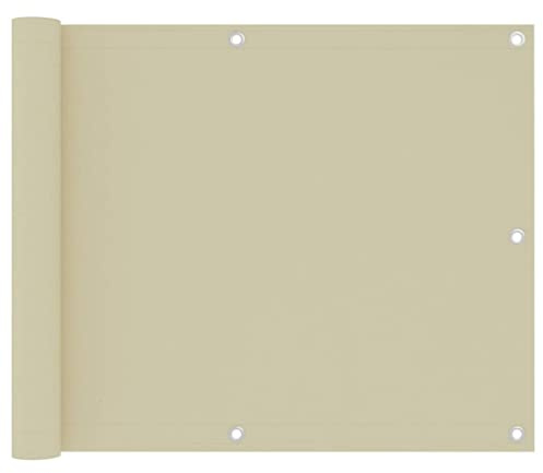 Ziaphsol Brise-vue pour balcon, crème, 75 x 300 cm, tissu Oxford imperméable, coupe-vent, protection UV pour l'intimité sur la terrasse et le jardin