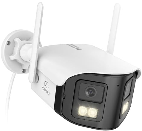 SANNCE 4MP WLAN Kamera Outdoor Dual-Objektiv, WiFi 6, ohne microSD | Überwachungskamera Aussen& Innen, Farb-Nachtsicht, 2-Wege-Audio, Personen-Alarm, 10X Digitalzoom, ohne Speicherkarte
