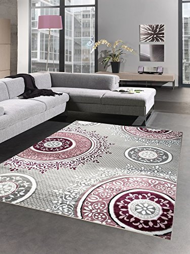 CARPETIA Designer Teppich Wohnzimmerteppich Ornamente barock pink lila grau Größe 80 x 300 cm