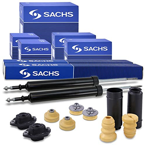 SACHS 2x Gasdruck Stoßdämpfer hinten mit Domlager und Staubschutzsatz Kompatibel mit BMW 1er (E81), Cabriolet (E88), Coupe (E82), 3er (E90), Cabriolet (E93), Coupe (E92), Touring (E91)