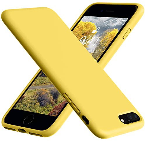 Vooii for iPhone 8 Plus/7 Plus Case, Soft Silicone Gel Bumper Case with Microfiber Lining, Hard Shell Shockproof Full-Body Protective Case - Yellow