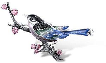 Santuzza Broche en argent sterling 925 émaillé en forme d'oiseau, Émail