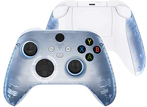 eXtremeRate Front Case & Griffteile Hülle für Xbox Series X/S,Custom Hülle Vorderseite Case Grips Gehäuse Zubehör für Xbox Core Controller(Transparent Gletscher Blau)-KEIN Controller enthalten
