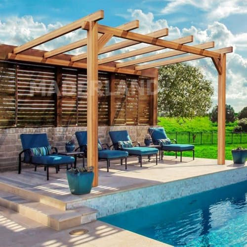 Maderland Pergola adossée Bois - Andorra, Dimensions 400 x 400 cm, Ancrage Aucun