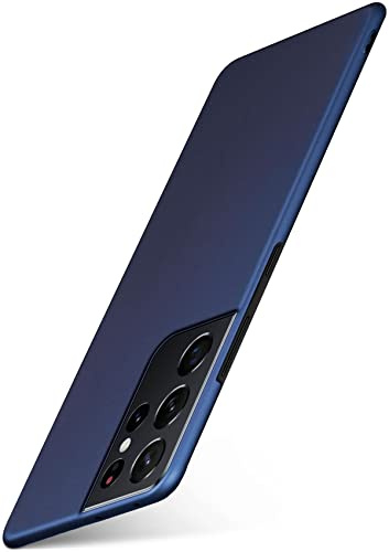 moex für Samsung Galaxy S21 Ultra Hülle Ultra Dünn, Schutzhülle mit erhöhtem Kameraschutz, Slim Cover Hardcase Backcover, Dünnste Handyhülle Minimalistisch Alpha Case, Metallic Blau