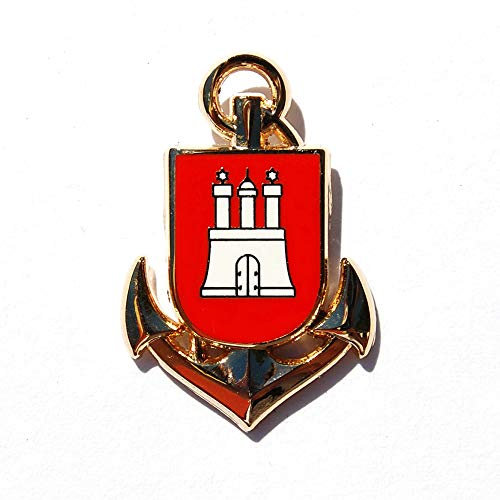Pin Anker mit Hamburg-Wappen, goldfarben, Metall, ca. 23mm