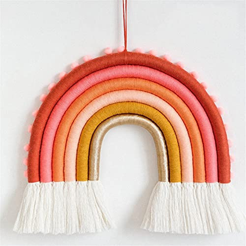 SWECOMZE Makramee Regenbogen Wandbehang Home Decoration Boho Wandteppiche Tapisserie Room Decor Handgewebte Tapisserie Kinder Wand Dekoration (Stil 7)