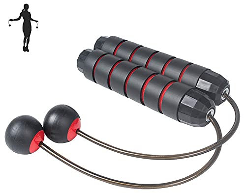 Cuerdas para Saltar Sin Cable,Saltar la Cuerda Sin Ruido,Cuerda de Saltar Ajustable,Cuerda para Saltar Fitness,para Hombres Mujeres & Niños,para Deporte Adelgazar & Moldear (Rojo)