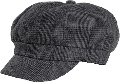 Hawkins Collection Bakerboy-Kappe für Damen, kariert, dunkelgrau, Einheitsgröße