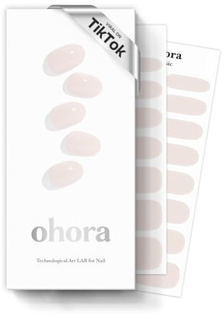ohora Semi Cured Gel Nail Strips (N Cream Light) - Works with Any Nail Lamps, Salon-Quality, Long Lasting, Easy to Apply & Remove - Includes 2 Prep Pads, Nail File & Wooden Stick - White