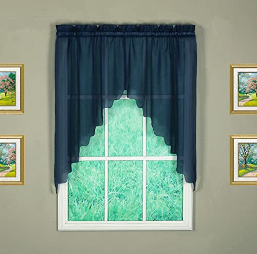 Today's Curtain Emelia Original Voile-Girlande, 96,5 cm, Marineblau, 152,4 cm B x 96,5 cm L