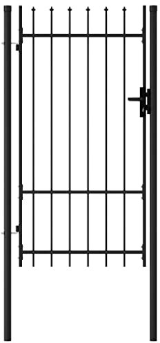 WIFESE 100x225 cm Zauntor mit Speerspitzen Stahl GartentüR Gartentor Gartenzaun Doppelstabmattenzaun Gartenzaun Komplettset Doppelstabmattenzaun Tor GartentüRschloss