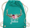 Turnbeutel Rucksack - Kompatibel Oktoberfest - Geweih mit Name - Unisize - Türkis - bayrisch hirsch turnsackerl trachtenrucksäcke bayrischer abend stoffbeutel trachten-tasche bayrische turnsack