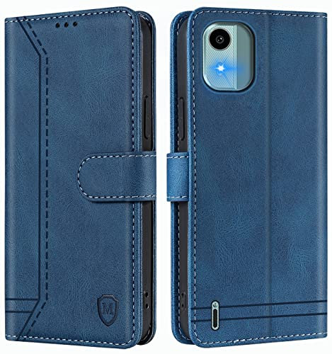 GoodcAcy Coque pour Nokia C12/Nokia C12 Pro/Nokia C12 Plus Coque, Etui Protection Housse Premium en Cuir PU,Pochette Fermeture Magnétique,Flip Case Compatible avec Nokia C12/Nokia C12 Pro (Bleu)