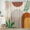 Uiiooazy Rideau Douche Anti Moisissure, Rideau de Douche Terracotta 180x200cm Abstrait Feuilles Vert Lignes Noir Rideaux de Baignoire Tissu Lavable Imperméable Rideaux Salle de Bain avec 12 Crochets