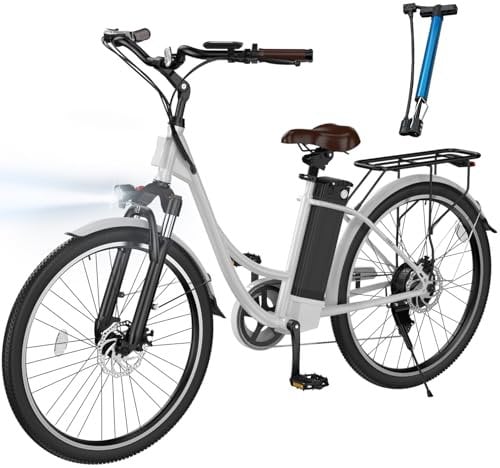 Finbike U2 Electric Bike Adults, 26 inch City Electric Bicycle with Removable Battery, 75KM Range & 25KM/H, 5 Speed Modes, 3 Working Modes, Dual Shock Absorber and 7-Speed Gearing