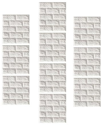 10 Stück Schaumstoff Ziegel Tapete, Moderne Wandverkleidung für Wohnräume, 5mm Weiß