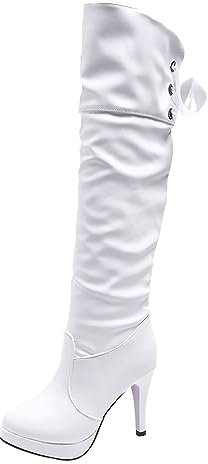 WKAYsIV Stivali Alti Sportivi Donna Tacchi Donna Tacchi Alti 20CM Tacco sopra Il Ginocchio Stivali Stile Copertina della Rivista Modello di Stivali Lunghi Stivali Donna Alti Senza Tacco 40 29.99