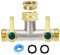 iBamso 2-Wege Verteiler, 1/2 Zoll und 3/4 Zoll Schlauchverteiler aus vernickeltem Messing, zum Anschluss 2 Geräten Gartenschlauch Adapter Verlängerter Griff, für Garten Bewässerung Wasserhahn