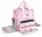 Jaffzora Nail Polish Organizer Case - Large Double Layer Organizers and Storage Bag for Nail Supplies and Art Tech, Pink, Holds 80 Bottles, Holds 80 Bottles