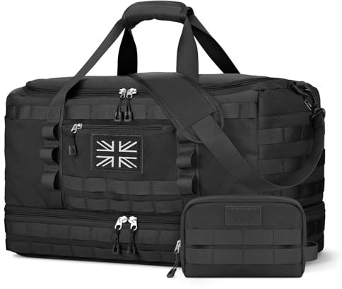 ETRONIK Travel Duffle Bag for Men, Tactical Gym Bag with Multiple Compartments and Shoe Pocket & Weekender Overnight Duffle Bag with Wet Pocket, Carry On Holdall Luggage for Workout Football Sport